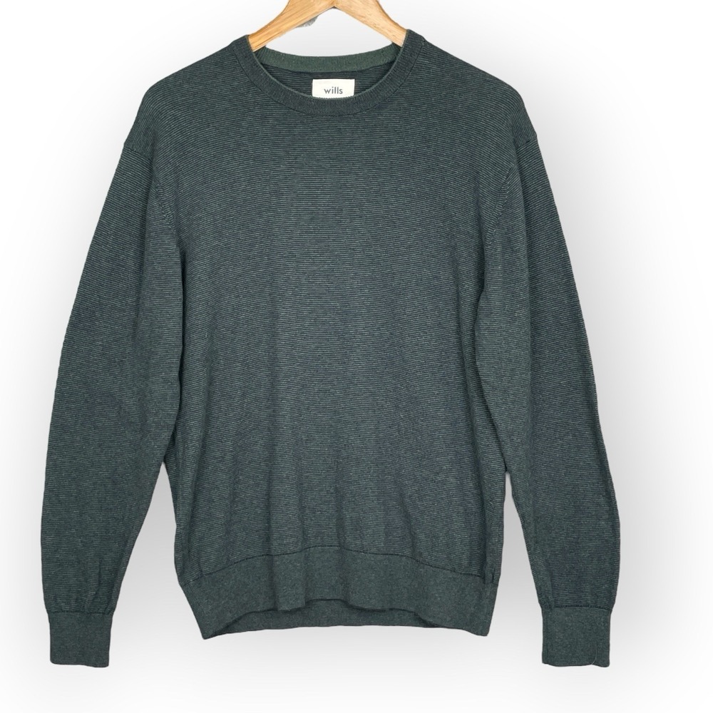 Wills Huckberry Cashmere Blend Micro Stripe Crewneck Sweater Mens S Minimalist